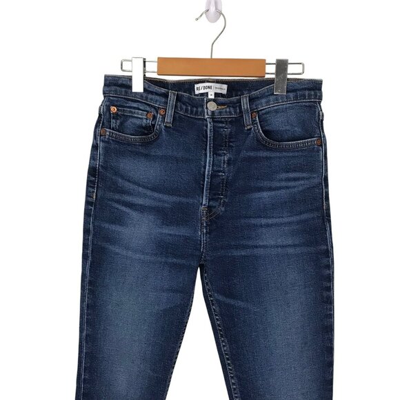 RE/DONE Originals Jean High Rise Ankle Crop 5 Pocket Button Up Size 28 - Picture 3 of 9